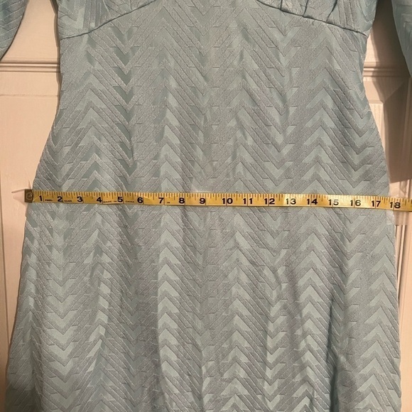 ❤️sale Vintage 60’s party dress baby blue w/metallic sheen semi bell sleeve sz S - Picture 7 of 11